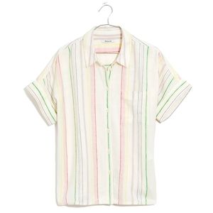 Madewell Linen-Blend Daily Shirt in Rainbow Stripe Size M